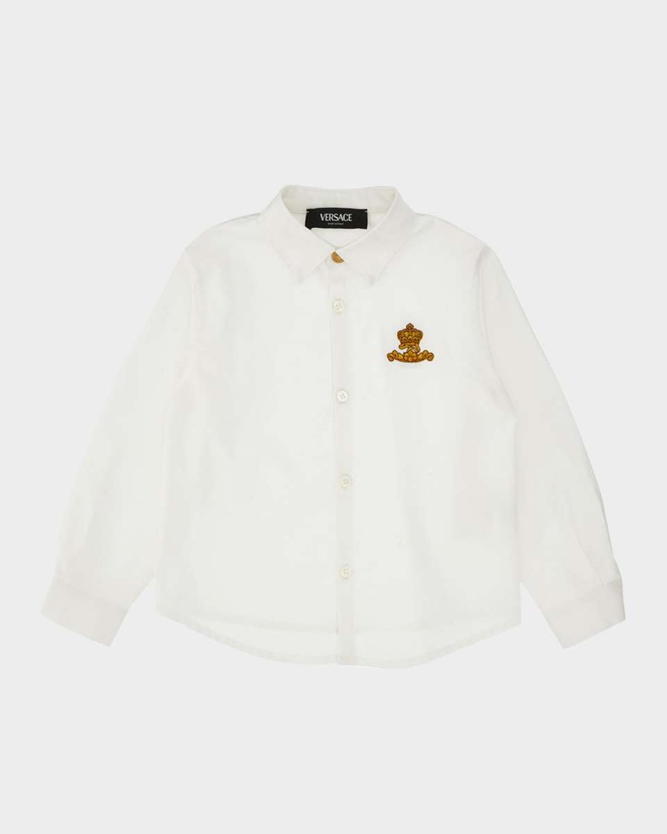 FORMAL SHIRT OXFORD COTTON POPELINE - BAROCCO CROWN KIDS EMBROIDERY